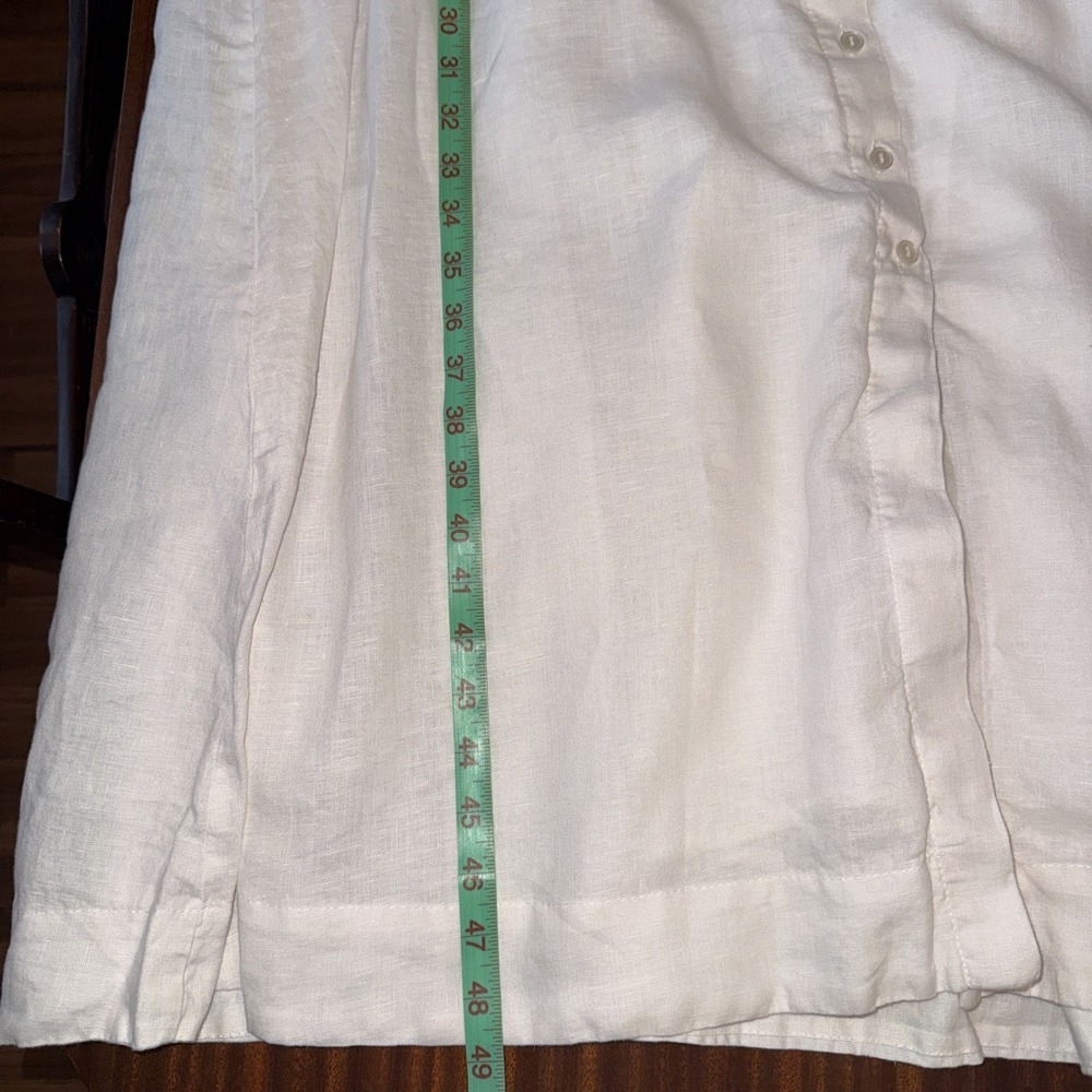 Anthropology Exquise Tobi Shirt Dress Women's Size Medium Ivory Linen Maxi - Picture 9 of 10